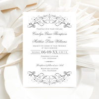 Elegante Graue Verzierte Schriftrolle Hochzeit