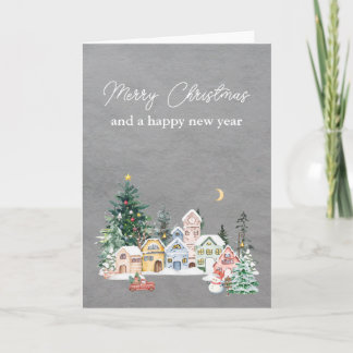 Elegante graue Wasserfarbe Weihnachtsgrüße Karte