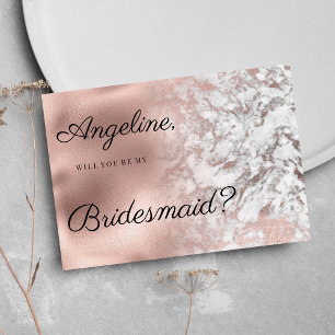 Elegante graue weiße Rosen-Gold-Marmor-Brautjungfe Einladung