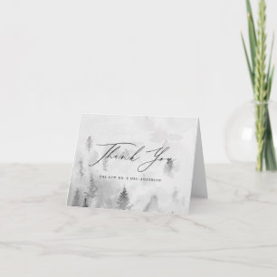 Elegante graue Winterwald-Hochzeit Dankeskarte