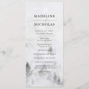 Elegante graue Winterwald-Hochzeitszeremonie Programm
