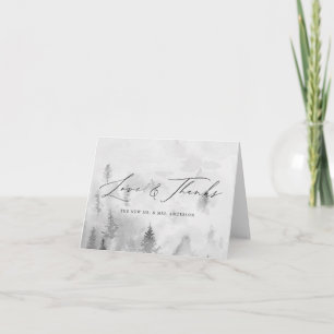 Elegante graue Winterwald-Liebe- und Dankes-Hochze Dankeskarte