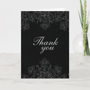 Elegante graue Wirbel mit Blumen Hochzeit danke