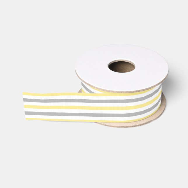 Elegante graugelbe Streifen Ripsband (Spule)