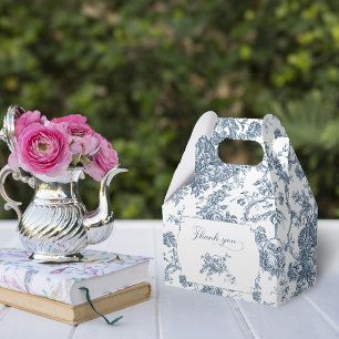 Elegante gravierte französische blaue Blumen-Toile Geschenkschachtel