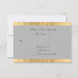 Elegante Gray and Gold Wedding RSVP Card