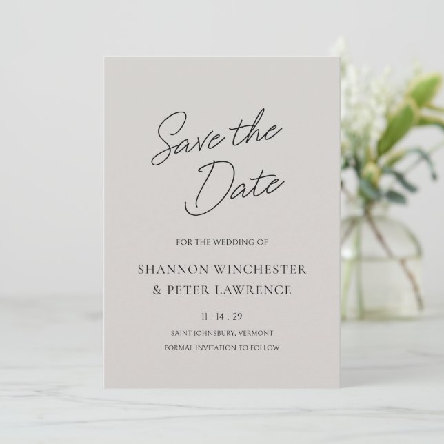 Elegante Gray Classic Wedding Save The Date (Stehend Vorderseite)