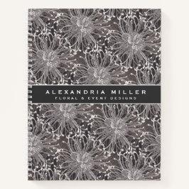 Elegante Gray Dandelion Blume | Name und Thema Notizbuch