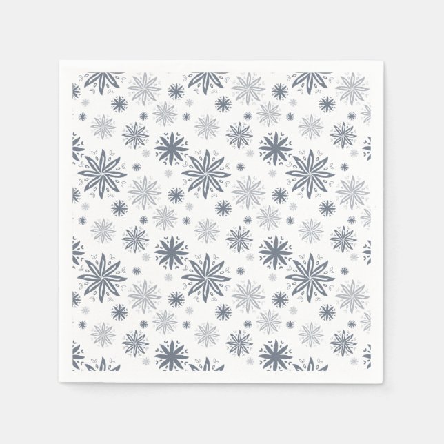 Elegante Gray Floral Gemustert Weihnachten Serviette (Vorderseite)