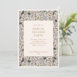 Elegante Gray Gold Botanical Office Holiday Party Einladung