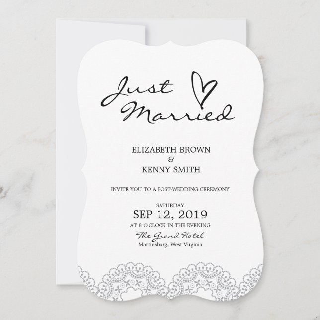 Elegante Gray Lace Wedding Announcements Card Einladung (Vorderseite)