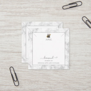 Elegante Gray Marble Birthstone Necklace Display Quadratische Visitenkarte