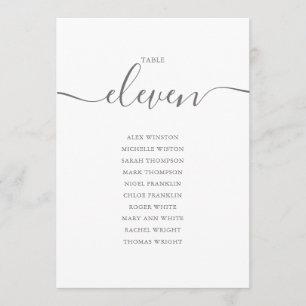 Elegante Gray Script Tischnummer 11 Seating Chart