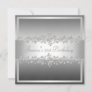 Elegante Gray Silver Rose Geburtstagsparty Einladung