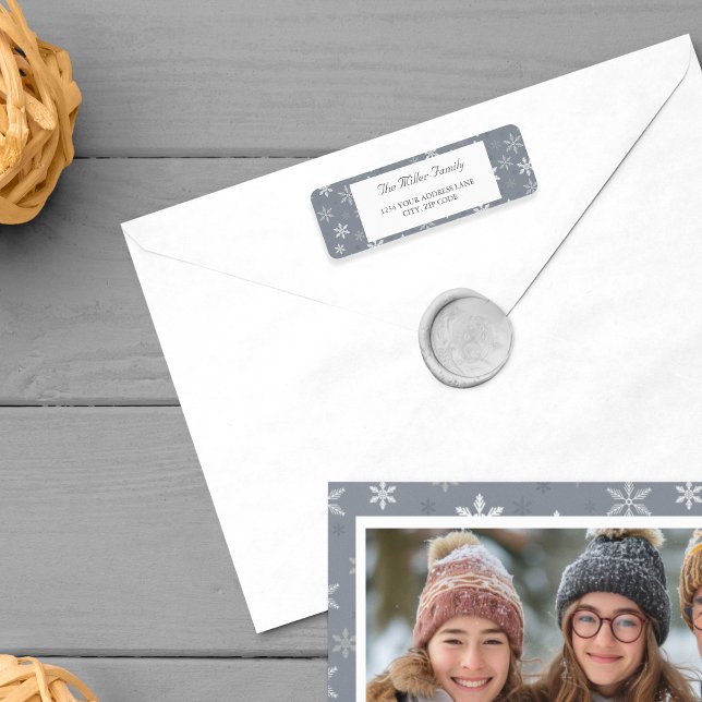 Elegante Gray Snowflakes (Elegant Grey Snowflakes Holiday winter Label)