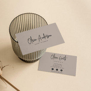 Elegante Gray Taupe Minimalistisch Boho Chic Moder Visitenkarte