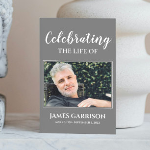 Elegante Gray White Beerdigung Beerdigungskarte mi Begleitkarte