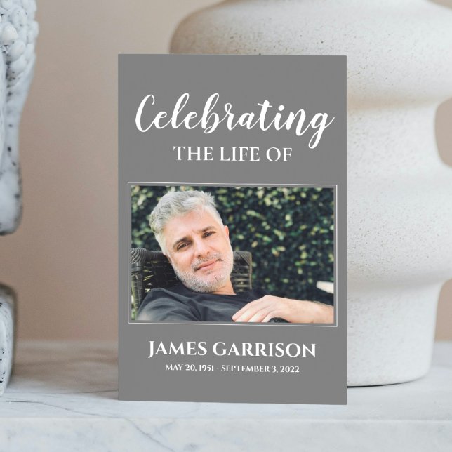 Elegante Gray White Beerdigung Beerdigungskarte mi Begleitkarte (Von Creator hochgeladen)