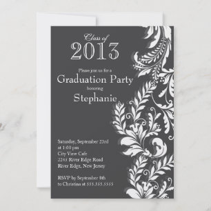 Elegante Gray White Class of 2013 Graduation Party Einladung