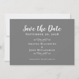 Elegante Gray White Delicate Romantische Kalligrap Save The Date