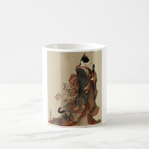 "Elegante Grazie" Japanische Katze in Kimono-Kunst Kaffeetasse