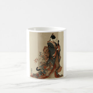 "Elegante Grazie" Japanische Katze in Kimono-Kunst Kaffeetasse