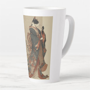 "Elegante Grazie" Japanische Katze in Kimono-Kunst Milchtasse