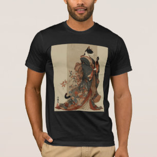 "Elegante Grazie" Japanische Katze in Kimono-Kunst T-Shirt