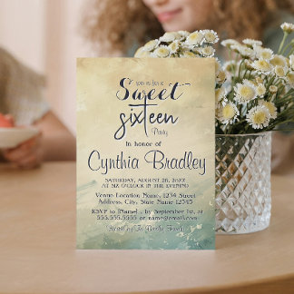 Elegante Green Beige 16 . Geburtstag Geburtstagspa Einladung