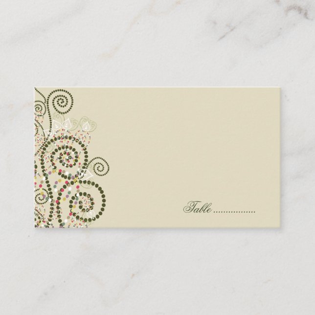Elegante Green Boho Spirals Hochzeiten Platzkarten (Vorderseite)