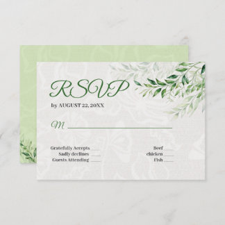 Elegante Green Botanical Wedding RSVP Card