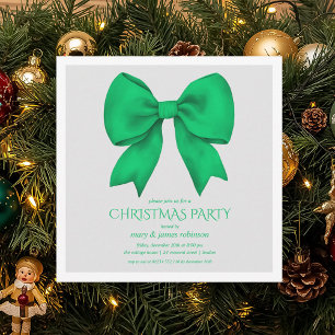 Elegante Green Bow Weihnachtsfeier Einladung