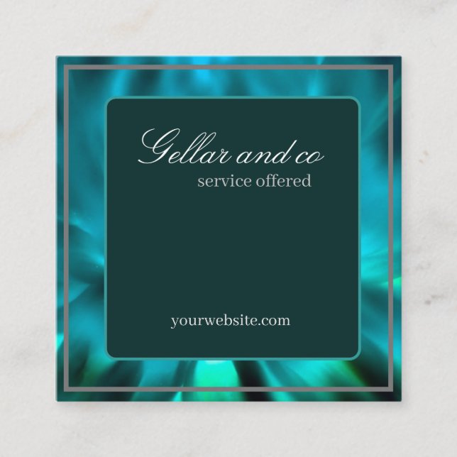 Elegante Green Floral Business Card Quadratische Visitenkarte (Vorderseite)