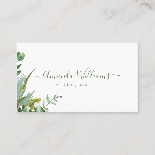 Elegante Green Floral Design Business Card Visitenkarte (Vorderseite)