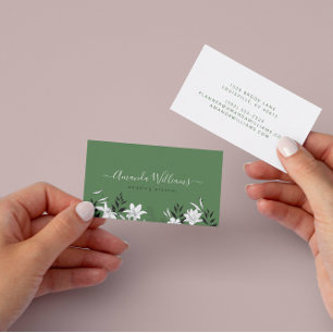 Elegante Green Floral Design Business Card Visitenkarte