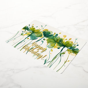 Elegante Green Floral Happy Birthday Foil Card Folien Feiertagskarte
