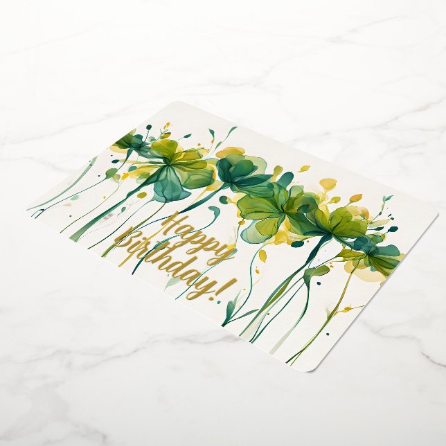 Elegante Green Floral Happy Birthday Foil Card Folien Feiertagskarte (Gedreht)