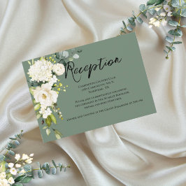 Elegante Green Floral Watercolor Empfang Card Einladung