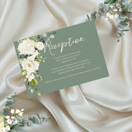 Elegante Green Floral Watercolor Empfang Card Einladung