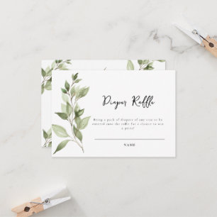 Elegante Green Foliage Diaper Raffle Card