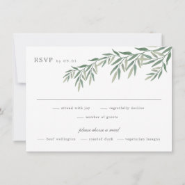 Elegante Green Foliage Wedding RSVP Card