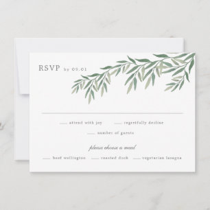 Elegante Green Foliage Wedding RSVP Card