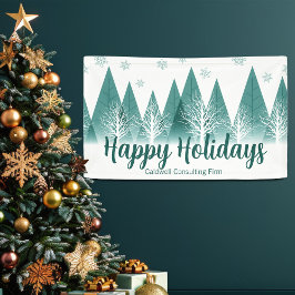 Elegante Green Forest Custom Company Holiday Party Banner