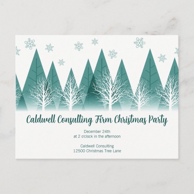 Elegante Green Forest Custom Company Holiday Party Postkarte (Vorderseite)