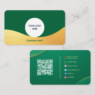 Elegante Green & Gold Custom Business Card mit QR Visitenkarte
