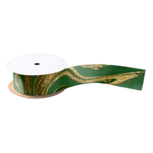 Elegante Green Gold Imitate Marmorwein Weihnachten Satinband
