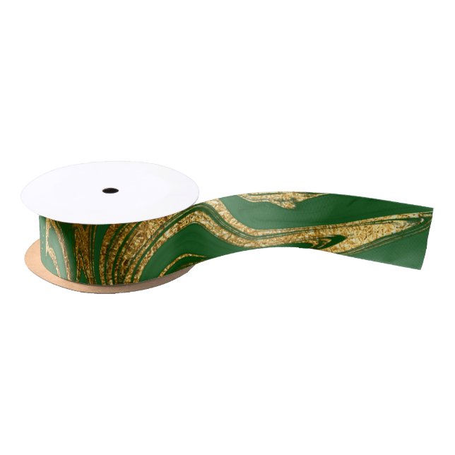 Elegante Green Gold Imitate Marmorwein Weihnachten Satinband (Spule)