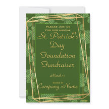 Elegante Green & Gold St. Patrick Party Einladung