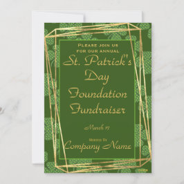 Elegante Green & Gold St. Patrick Party Einladung