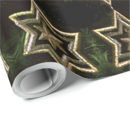 Elegante Green Gold Stars Muster Weihnachten Geschenkpapier